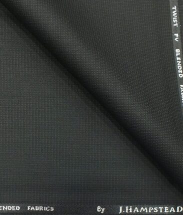 J.Hampstead by Siyaram's Men's Dark Greyish Black Self Design Poly Viscose Trouser Fabric (Unstitched - 1.25 Mtr)