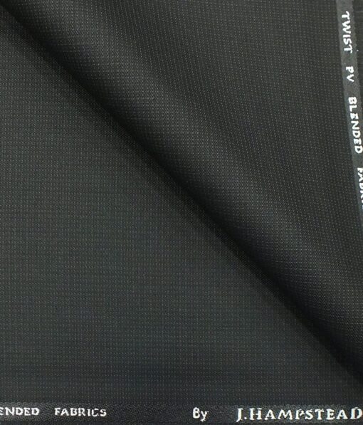 J.Hampstead by Siyaram's Men's Dark Greyish Black Self Design Poly Viscose Trouser Fabric (Unstitched - 1.25 Mtr)