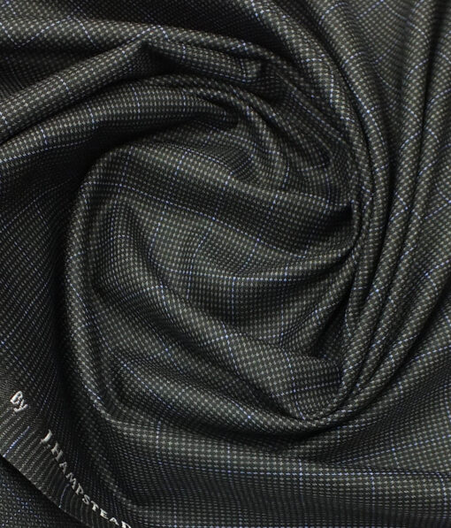 J.Hampstead by Siyaram's Men's Dark Grey Structured & Checks Poly Viscose Trouser Fabric (Unstitched - 1.25 Mtr)