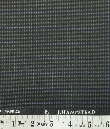 J.Hampstead by Siyaram's Men's Dark Grey Structured & Checks Poly Viscose Trouser Fabric (Unstitched - 1.25 Mtr)