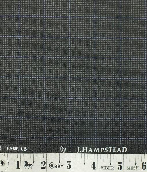 J.Hampstead by Siyaram's Men's Dark Grey Structured & Checks Poly Viscose Trouser Fabric (Unstitched - 1.25 Mtr)
