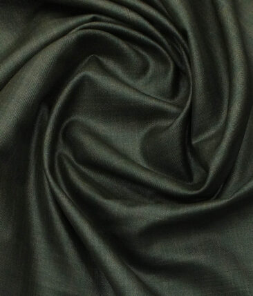 J.Hampstead by Siyaram's Men's Dark Green Self Checks Poly Viscose Trouser Fabric (Unstitched - 1.25 Mtr)