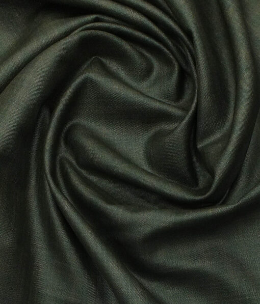 J.Hampstead by Siyaram's Men's Dark Green Self Checks Poly Viscose Trouser Fabric (Unstitched - 1.25 Mtr)