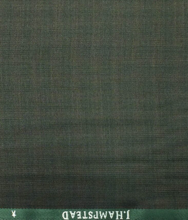 J.Hampstead by Siyaram's Men's Dark Green Self Checks Poly Viscose Trouser Fabric (Unstitched - 1.25 Mtr)