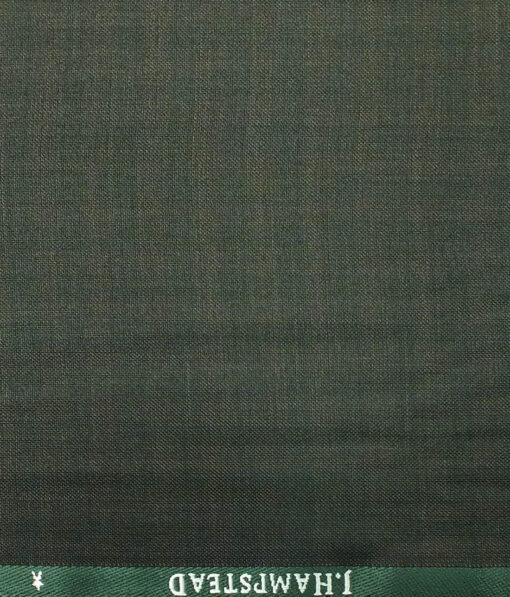 J.Hampstead by Siyaram's Men's Dark Green Self Checks Poly Viscose Trouser Fabric (Unstitched - 1.25 Mtr)