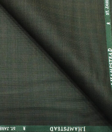 J.Hampstead by Siyaram's Men's Dark Green Self Checks Poly Viscose Trouser Fabric (Unstitched - 1.25 Mtr)