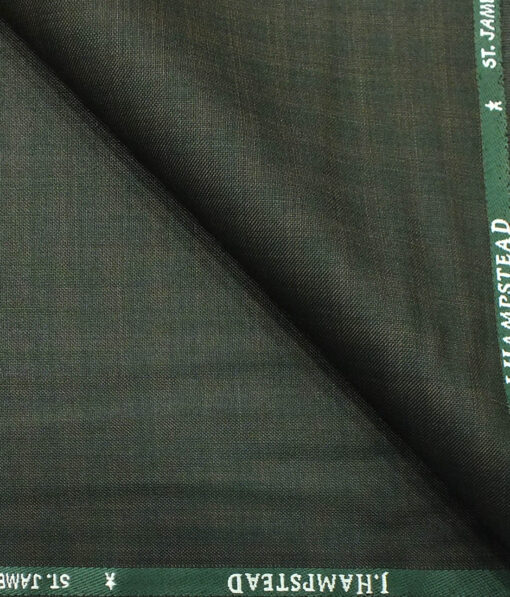 J.Hampstead by Siyaram's Men's Dark Green Self Checks Poly Viscose Trouser Fabric (Unstitched - 1.25 Mtr)
