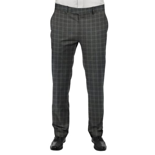 J.Hampstead by Siyaram's Men's Dark Grey Self Check Poly Viscose Trouser Fabric (Unstitched - 1.25 Mtr)