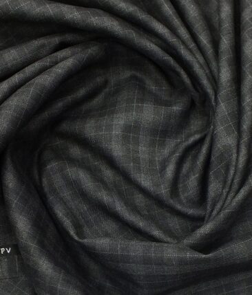J.Hampstead by Siyaram's Men's Dark Grey Self Check Poly Viscose Trouser Fabric (Unstitched - 1.25 Mtr)