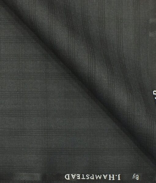 J.Hampstead by Siyaram's Men's Dark Grey Self Checks Poly Viscose Trouser Fabric (Unstitched - 1.25 Mtr)