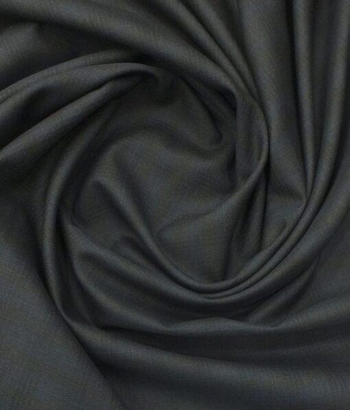 J.Hampstead by Siyaram's Men's Dark Navy Blue Self Checks Poly Viscose Trouser Fabric (Unstitched - 1.25 Mtr)