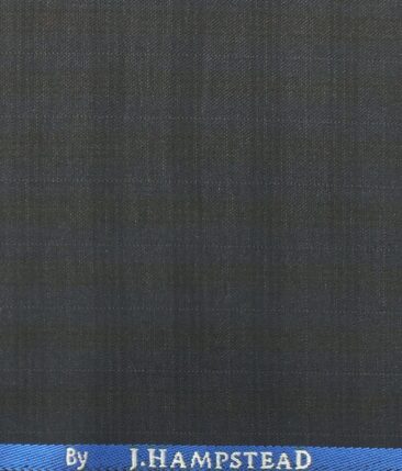 J.Hampstead by Siyaram's Men's Dark Navy Blue Self Checks Poly Viscose Trouser Fabric (Unstitched - 1.25 Mtr)