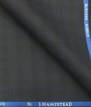J.Hampstead by Siyaram's Men's Dark Navy Blue Self Checks Poly Viscose Trouser Fabric (Unstitched - 1.25 Mtr)