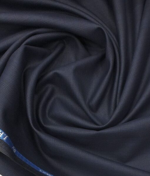 J.Hampstead by Siyaram's Men's Dark Royal Blue Self Checks Poly Viscose Trouser Fabric (Unstitched - 1.25 Mtr)