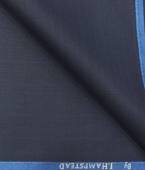 J.Hampstead by Siyaram's Men's Dark Royal Blue Self Checks Poly Viscose Trouser Fabric (Unstitched - 1.25 Mtr)