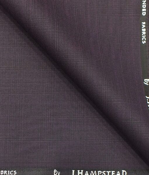 J.Hampstead by Siyaram's Men's Grape Purple Checks Poly Viscose Trouser Fabric (Unstitched - 1.25 Mtr)