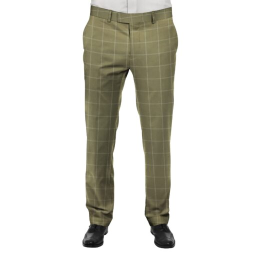 J.Hampstead by Siyaram's Men's Hazelnut Beige Checks Poly Viscose Trouser Fabric (Unstitched - 1.25 Mtr)