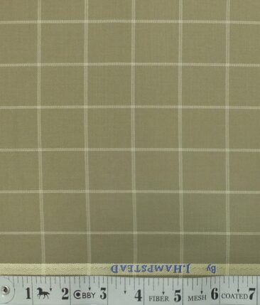 J.Hampstead by Siyaram's Men's Hazelnut Beige Checks Poly Viscose Trouser Fabric (Unstitched - 1.25 Mtr)