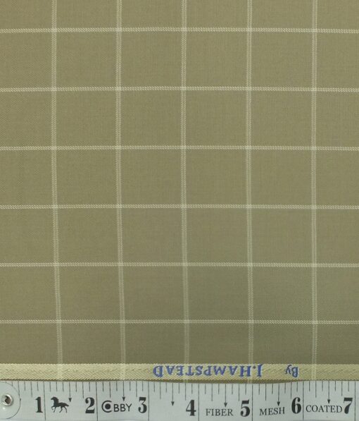 J.Hampstead by Siyaram's Men's Hazelnut Beige Checks Poly Viscose Trouser Fabric (Unstitched - 1.25 Mtr)