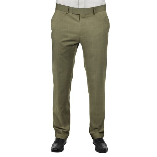 J.Hampstead by Siyaram's Men's Hazelnut Beige Self Checks Poly Viscose Trouser Fabric (Unstitched - 1.25 Mtr)