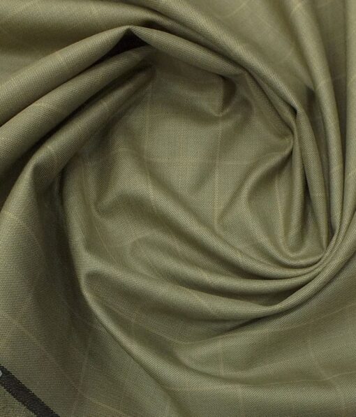 J.Hampstead by Siyaram's Men's Hazelnut Beige Self Checks Poly Viscose Trouser Fabric (Unstitched - 1.25 Mtr)