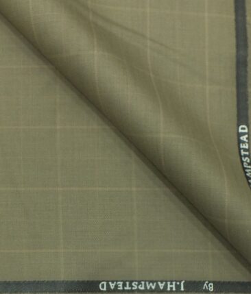 J.Hampstead by Siyaram's Men's Hazelnut Beige Self Checks Poly Viscose Trouser Fabric (Unstitched - 1.25 Mtr)