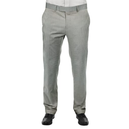 J.Hampstead by Siyaram's Men's Light Grey Self Checks Poly Viscose Trouser Fabric (Unstitched - 1.25 Mtr)