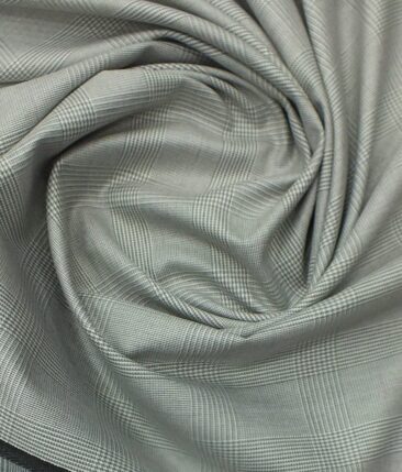 J.Hampstead by Siyaram's Men's Light Grey Self Checks Poly Viscose Trouser Fabric (Unstitched - 1.25 Mtr)