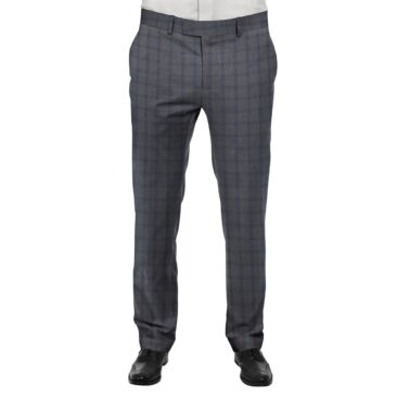 J.Hampstead by Siyaram's Men's Slate Blue Checks Poly Viscose Trouser Fabric (Unstitched - 1.25 Mtr)
