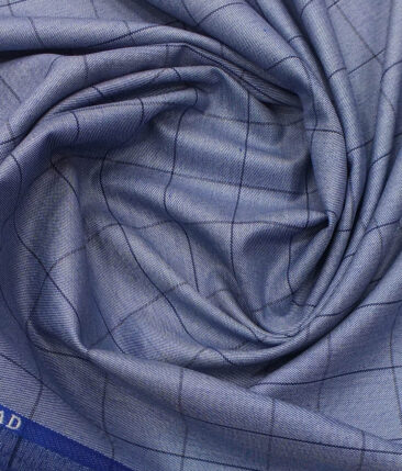 J.Hampstead by Siyaram's Men's Stone Blue Structured Poly Viscose Trouser Fabric (Unstitched - 1.25 Mtr)