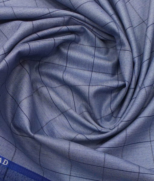 J.Hampstead by Siyaram's Men's Stone Blue Structured Poly Viscose Trouser Fabric (Unstitched - 1.25 Mtr)