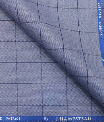 J.Hampstead by Siyaram's Men's Stone Blue Structured Poly Viscose Trouser Fabric (Unstitched - 1.25 Mtr)
