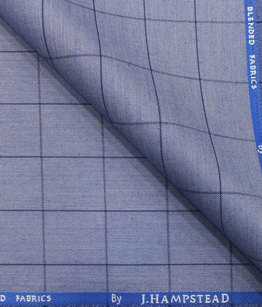 J.Hampstead by Siyaram's Men's Stone Blue Structured Poly Viscose Trouser Fabric (Unstitched - 1.25 Mtr)