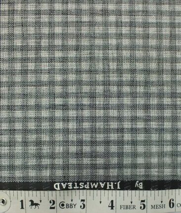 J.Hampstead by Siyaram's Men's Silver Grey Checks Jute Weave Poly Viscose Trouser Fabric (Unstitched - 1.25 Mtr)
