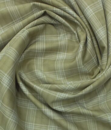 J.Hampstead by Siyaram's Men's Sand Beige Checks Terry Rayon Trouser Fabric (Unstitched - 1.25 Mtr)