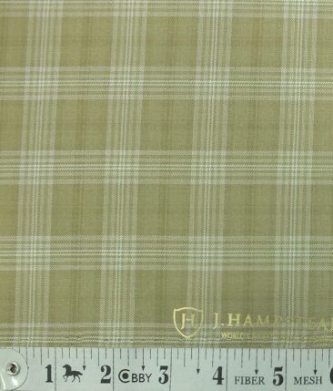J.Hampstead by Siyaram's Men's Sand Beige Checks Terry Rayon Trouser Fabric (Unstitched - 1.25 Mtr)