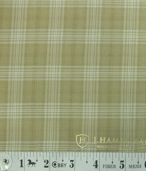 J.Hampstead by Siyaram's Men's Sand Beige Checks Terry Rayon Trouser Fabric (Unstitched - 1.25 Mtr)