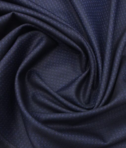 J.Hampstead by Siyaram's Men's Dark Royal Blue Dobby Structured Terry Rayon Party Wear Trouser Fabric (Unstitched - 1.25 Mtr)