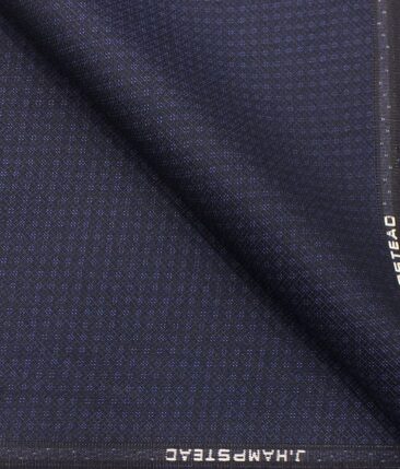 J.Hampstead by Siyaram's Men's Dark Royal Blue Dobby Structured Terry Rayon Party Wear Trouser Fabric (Unstitched - 1.25 Mtr)