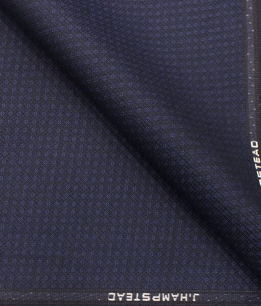 J.Hampstead by Siyaram's Men's Dark Royal Blue Dobby Structured Terry Rayon Party Wear Trouser Fabric (Unstitched - 1.25 Mtr)