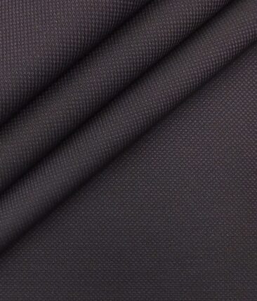 Mark & Peanni Eggplant Purple Royal Oxford Weave Structured Premium Party Wear Three Piece Unstitched Suit Length Fabric (Unstitched - 3.75 Mtr)