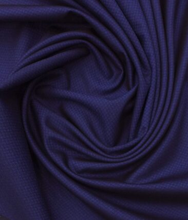 Mark & Peanni Dark Royal Blue Jaquard Structured Premium Party Wear Three Piece Unstitched Suit Length Fabric (Unstitched - 3.75 Mtr)