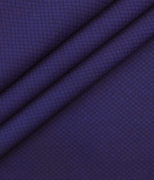 Mark & Peanni Dark Royal Blue Jaquard Structured Premium Party Wear Three Piece Unstitched Suit Length Fabric (Unstitched - 3.75 Mtr)