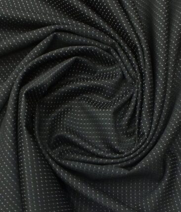 Mark & Peanni Black base with White Dobby Structure Premium Party Wear Two Piece Unstitched Suit Length Fabric (Unstitched - 3 Mtr)