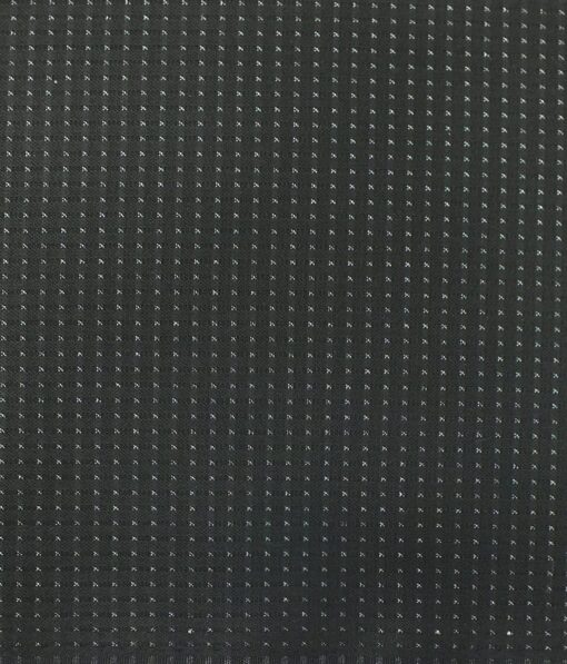 Mark & Peanni Black base with White Dobby Structure Premium Party Wear Two Piece Unstitched Suit Length Fabric (Unstitched - 3 Mtr)