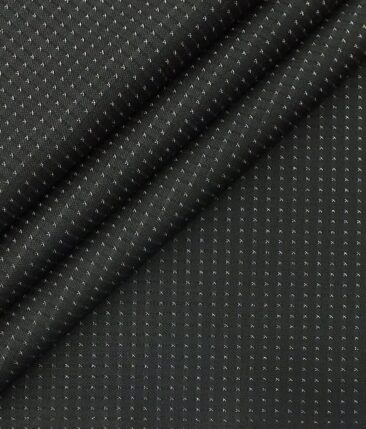Mark & Peanni Black base with White Dobby Structure Premium Party Wear Two Piece Unstitched Suit Length Fabric (Unstitched - 3 Mtr)
