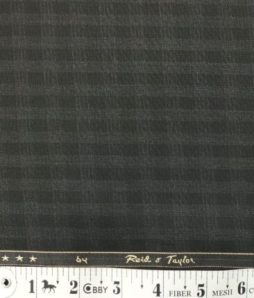 Reid & Taylor Men's Blackish Grey Self Checks Poly Viscose Trouser Fabric (Unstitched - 1.25 Mtr)