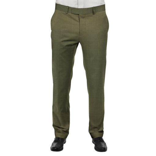 Reid & Taylor Men's Camel Brown Self Checks Poly Viscose Trouser Fabric (Unstitched - 1.25 Mtr)