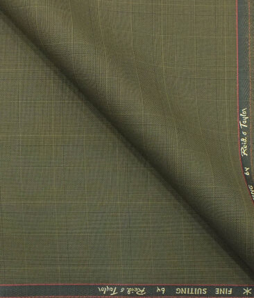 Reid & Taylor Men's Camel Brown Self Checks Poly Viscose Trouser Fabric (Unstitched - 1.25 Mtr)