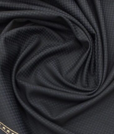 Reid & Taylor Men's Dark Blue Structured Poly Viscose Trouser Fabric (Unstitched - 1.25 Mtr)